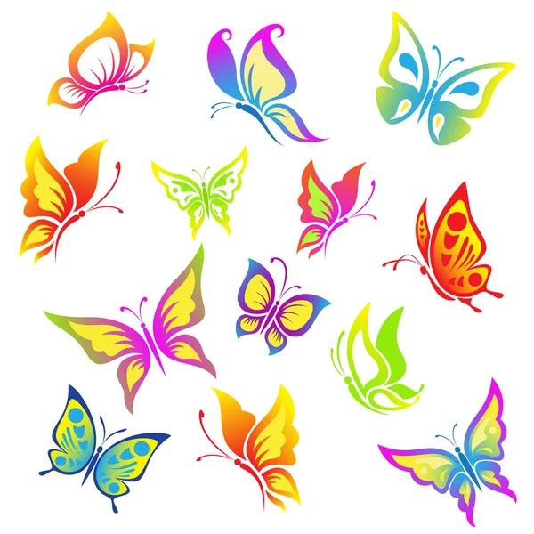 Beautiful  butterfly  icon  set. — Stock Vector