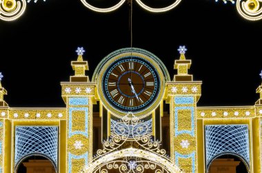 VDNKh, Moskova, Rusya Federasyonu Merkez Bulvarı 'nda Yeni Yıl ve Noel hafif heykelleri, 05 Aralık 2020