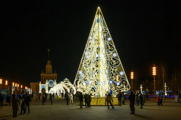 New Year Christmas Light Sculptures Central Avenue Vdnkh Moscow Russian — Stock Photo, Image