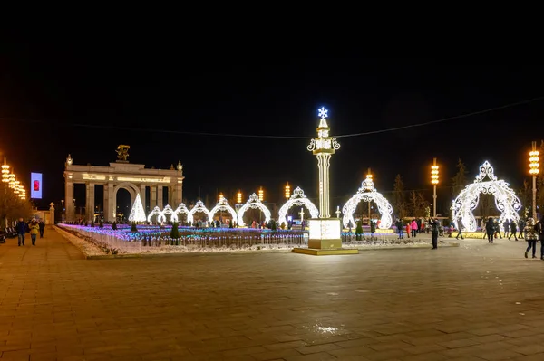 Novoroční Vánoční Světelné Sochy Hlavní Třídě Vdnkh Moskva Ruská Federace — Stock fotografie