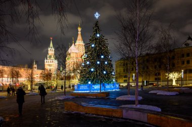 Zaryadye Parkı 'ndaki Noel ağacı, Moskova, Rusya Federasyonu, 13 Ocak 2021