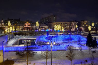 Zaryadye Parkı 'nda Yeni Yıl ve Noel süslemeleri, Moskova, Rusya Federasyonu, 13 Ocak 2021