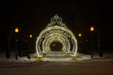 Gorky Park, Moskova 'da Yeni Yıl ve Noel süsleri, Rusya Federasyonu, 5 Şubat 2021
