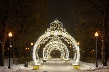Gorky Park, Moskova 'da Yeni Yıl ve Noel süsleri, Rusya Federasyonu, 5 Şubat 2021