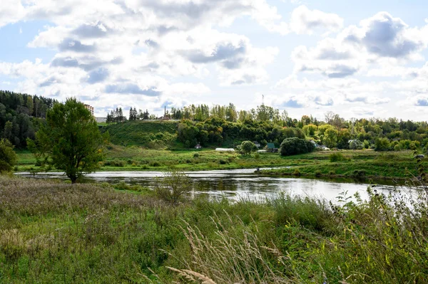 Utsikt Över Sammanflödet Floden Vazuza Med Floden Volga Zubtsov Tver — Stockfoto