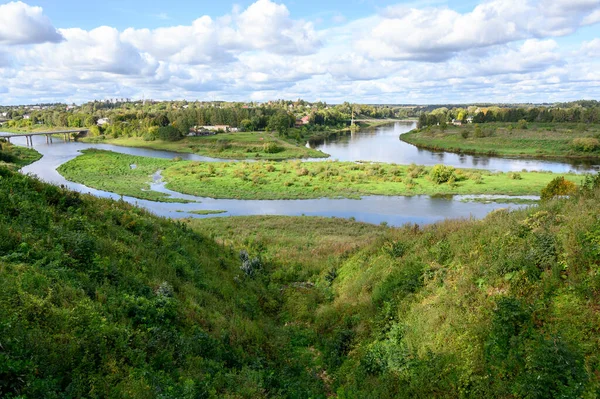 Utsikt Över Sammanflödet Floden Vazuza Med Floden Volga Zubtsov Tver — Stockfoto