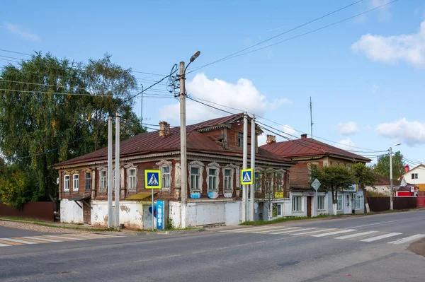 거리에 건물들 Staritsa Tver Region Russian Federation September 2020 — 스톡 사진