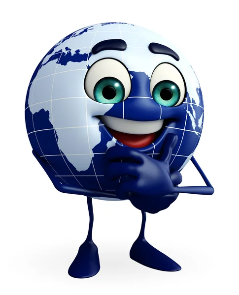 Personagem do globo com pose de pensamento — Fotografia de Stock