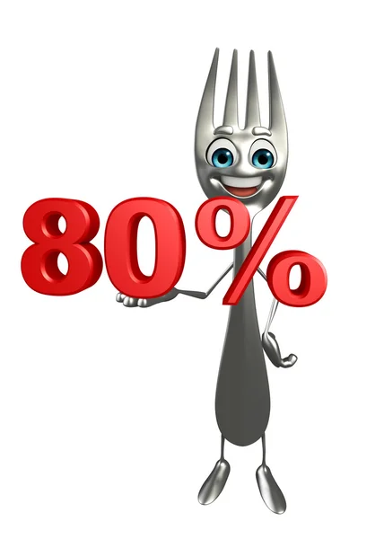 Fork character with Percentage — Stock Photo, Image