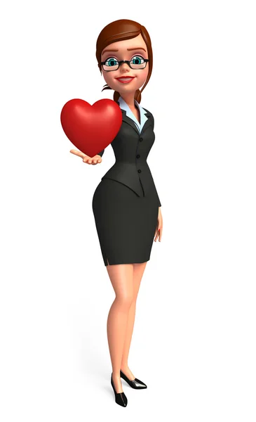 Young Business Woman with heart — Stock Photo, Image