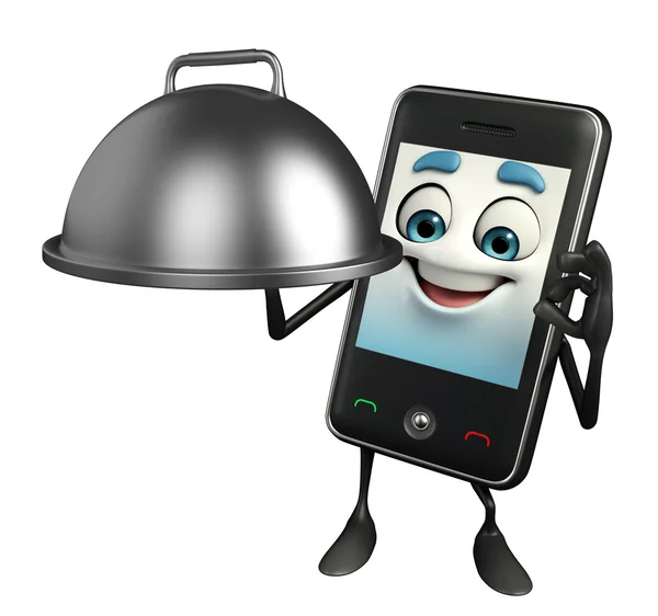 Personagem móvel com panela de cozinha — Fotografia de Stock