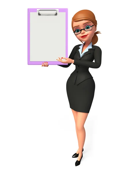 Jovem mulher de negócios com bloco de notas — Fotografia de Stock