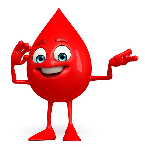 Blood Drop Character with salute pose — Stock Photo, Image