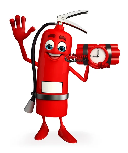 Fire Extinguisher personaje con bomba de tiempo —  Fotos de Stock