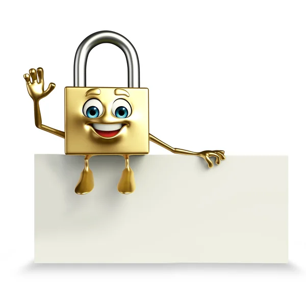 Lock Character with sign — Stock Photo, Image