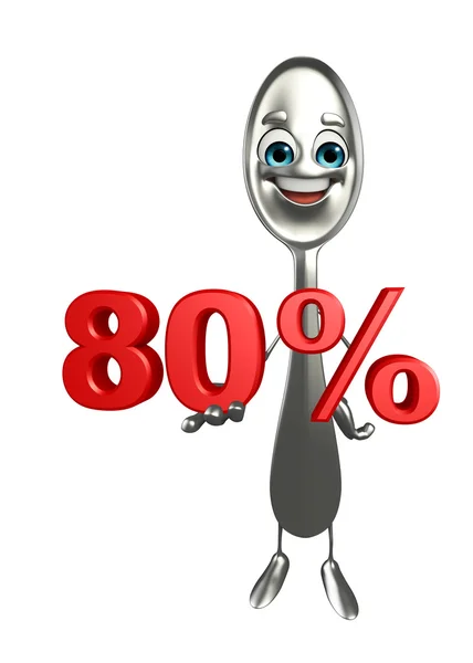 Spoon character with Percentage — Stock Photo, Image