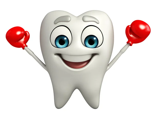 Teeth character with Boxing Gloves — Stock Photo, Image