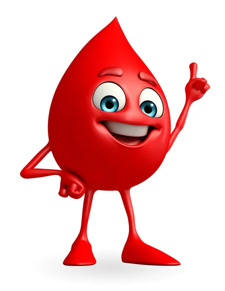 Blood Drop Character is pointing — Stock Photo, Image