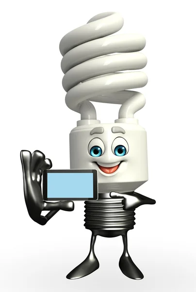 Caráter CFL com celular — Fotografia de Stock