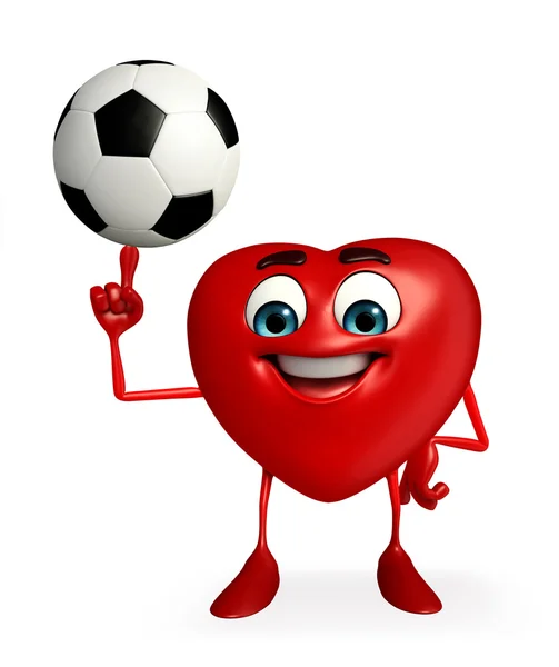 Hjärta form karaktär med fotboll — Stockfoto