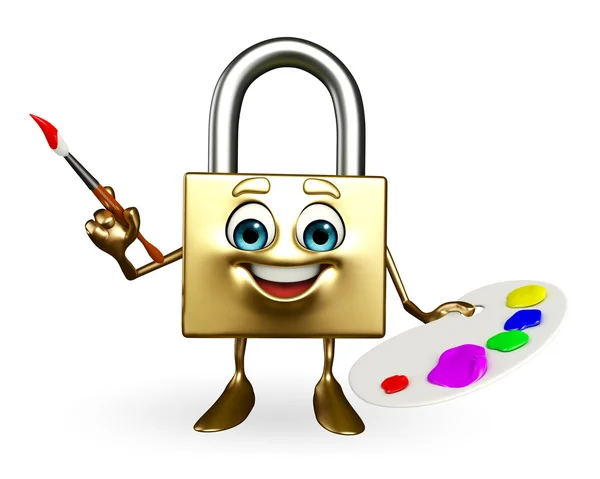 Lock Character with Color plate — Stock Photo, Image