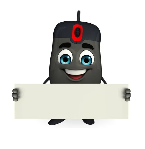 Computer Mouse Character with sign — Zdjęcie stockowe