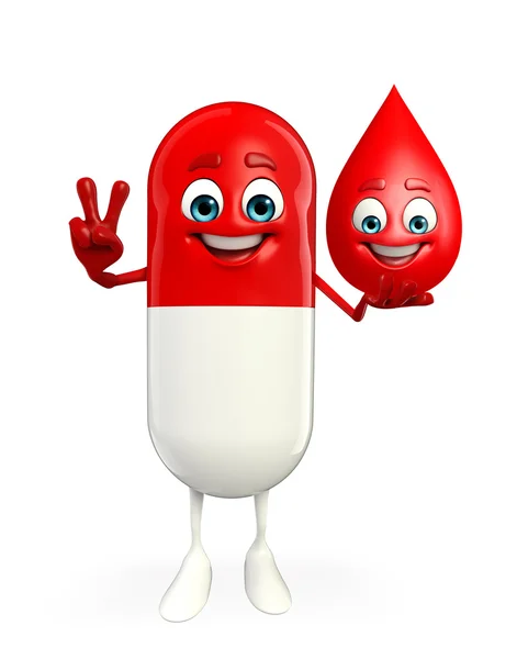 Pill Character with blood drop — Stock Photo, Image