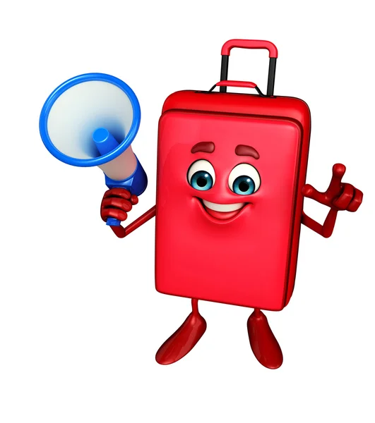 Travelling bag Chatacter with Loudspeaker — Stock Photo, Image