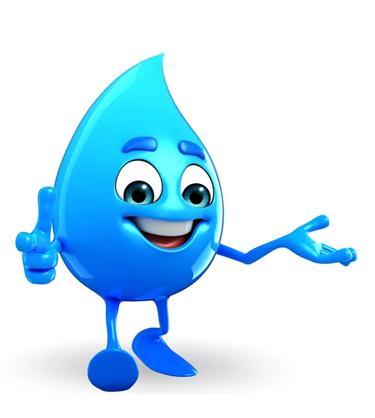 Water drop karakter wijst — Stockfoto