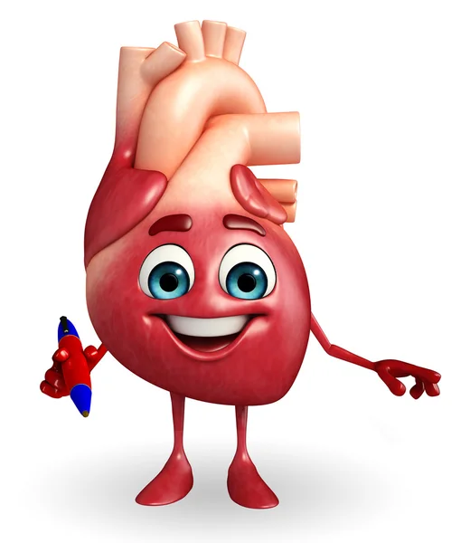 Heart character with pen — Stock Photo, Image