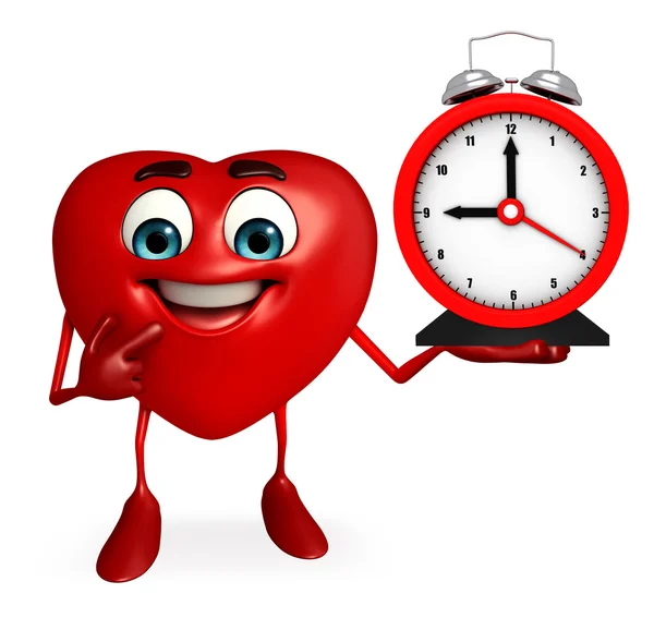 Καρδιά σχήμα χαρακτήρα με ρολόι — Φωτογραφία Αρχείου