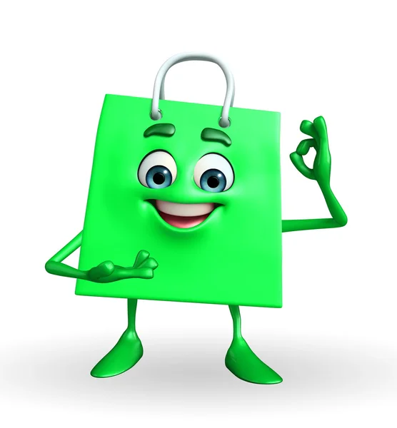 Shopping bag character with best sign — Stock Photo, Image