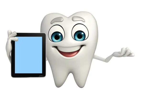 Teeth character with tab — Stock Photo, Image