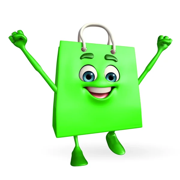 Personaje de bolsa de compras con pose feliz — Foto de Stock