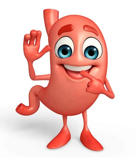 Cartoon Character of stomach with hello pose — Stock Photo, Image