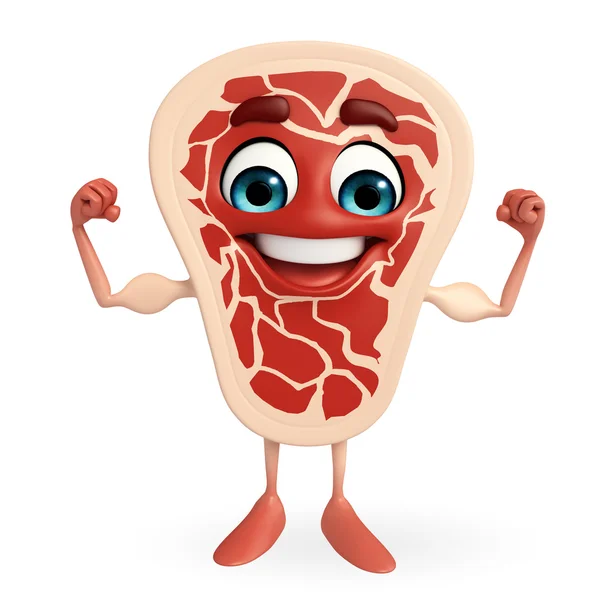 Meat steak character is bodybuilding — Stock Photo, Image