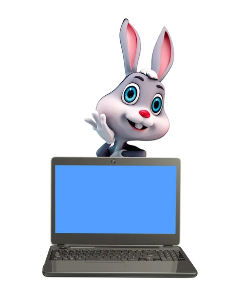 Coniglietto di Pasqua con computer portatile — Foto Stock