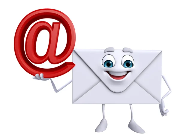 Mail Character with at the rate sign — Stock Photo, Image