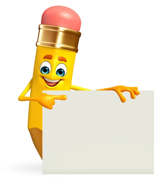 Pencil Character with sign — Stock Photo, Image