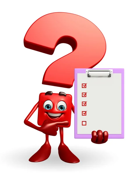Question Mark character with notepad — Stock Photo, Image
