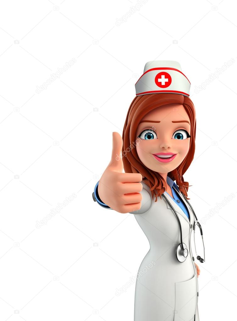 Nurse Character with thumbs up sign