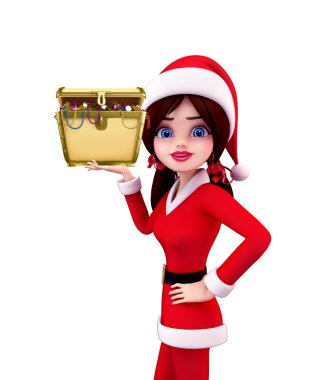 Noel Baba kız karakteri ile hazine kutusu