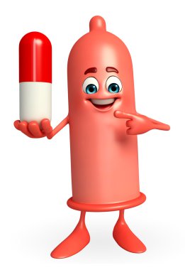 Condom Character with capsule clipart