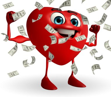 Kalp şekli karakteri ile dolar