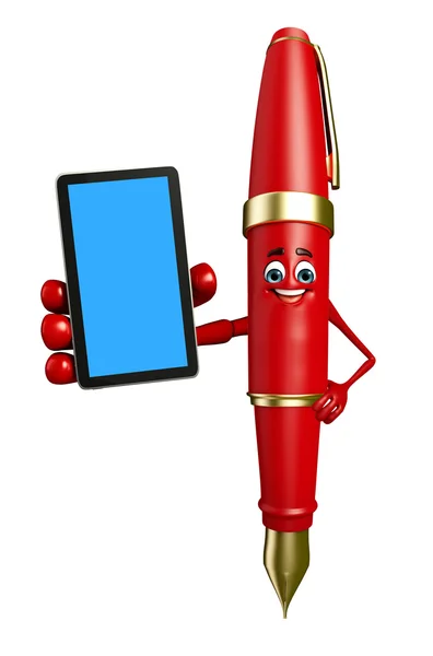 Персонаж пера с мобильным телефоном — стоковое фото