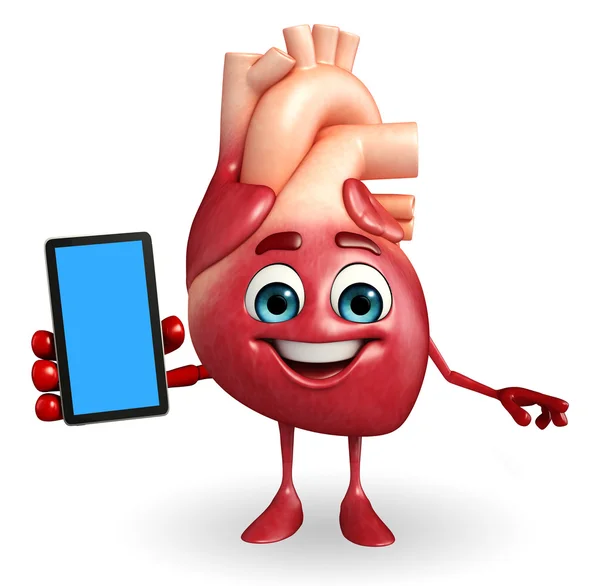 Heart character with mobile — Stock Photo, Image