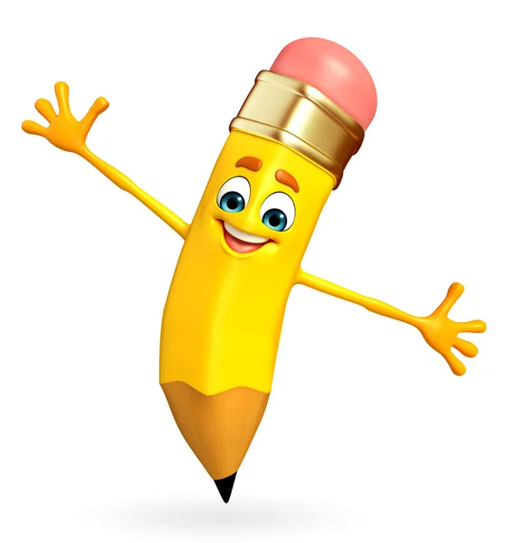 Pencil Character is happy pose — Stock Photo, Image