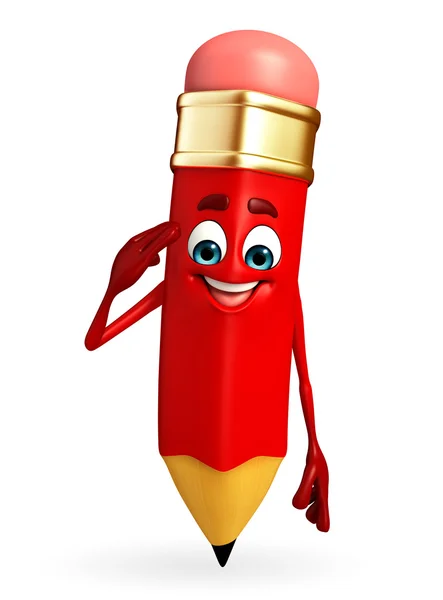 Pencil Character is Salute pose — Stock Photo, Image