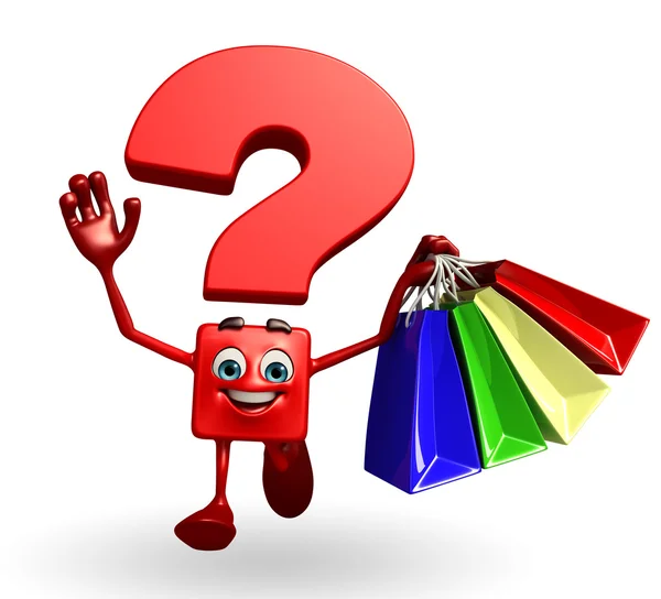 Question Mark character with shopping bag — Stock Photo, Image