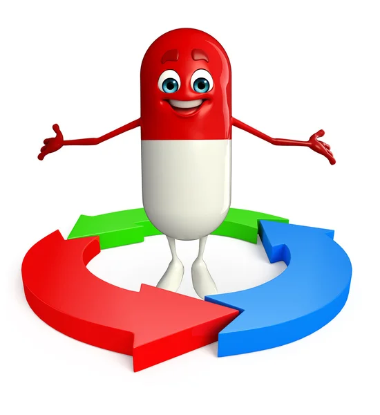 Pill Character with Business graph — Stock Photo, Image